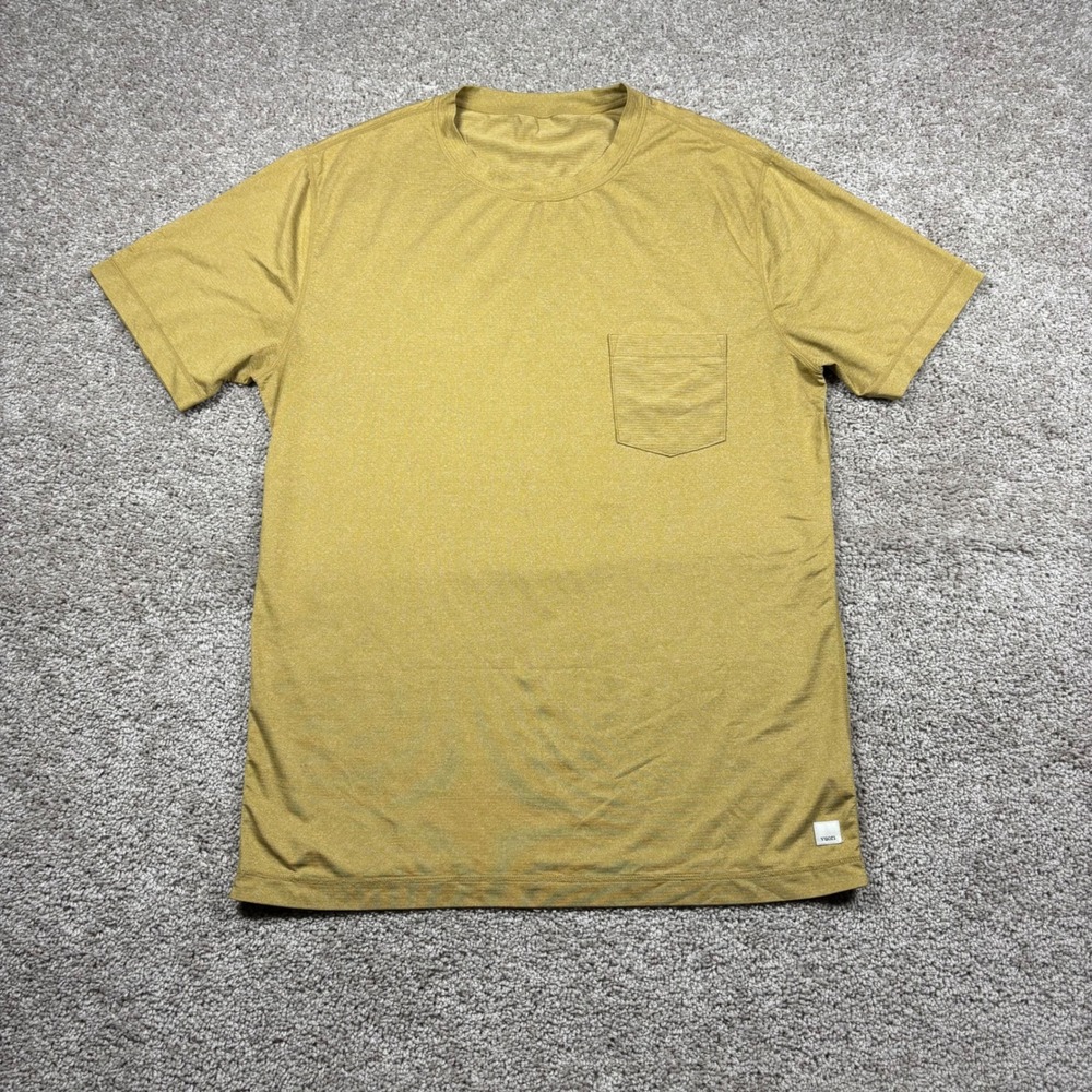 Vuori Mens Tradewind Performance Tee Mustard Yellow Heather Pocket V109 Size M